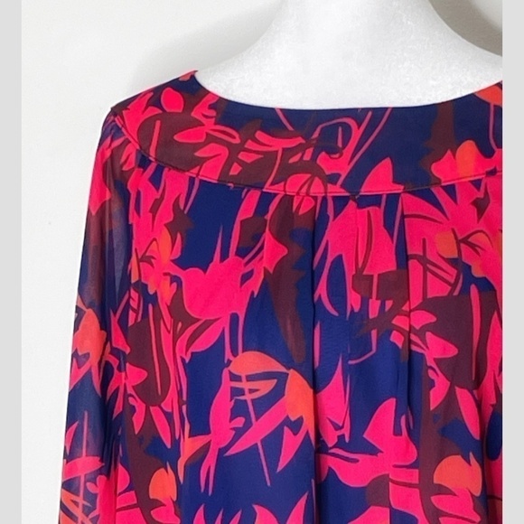 Baluoke Swing Trapeze Mini Dress Floral Long Sleeve Lightweight Lined Size Small - Picture 8 of 9